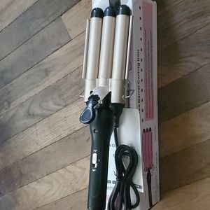 New in box 3 barrel curling iron